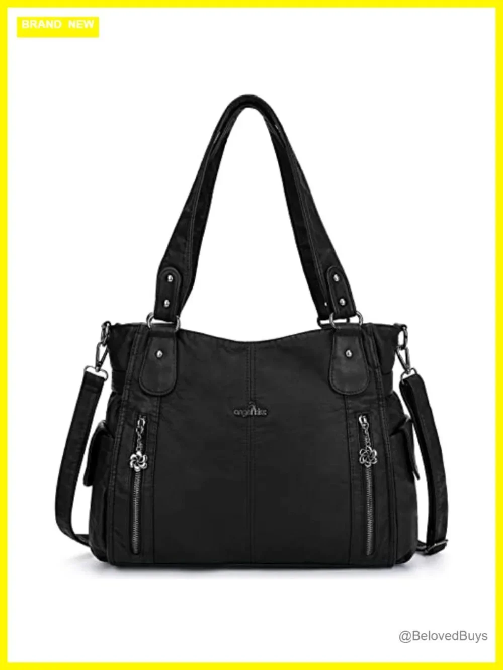 Washed Vegan Leather Hobo Shoulder Bag Top-Handle Satchel